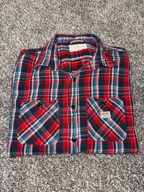 Denim & Supply Ralph Lauren Men’s Medium Plaid Flannel Shirt Red Blue